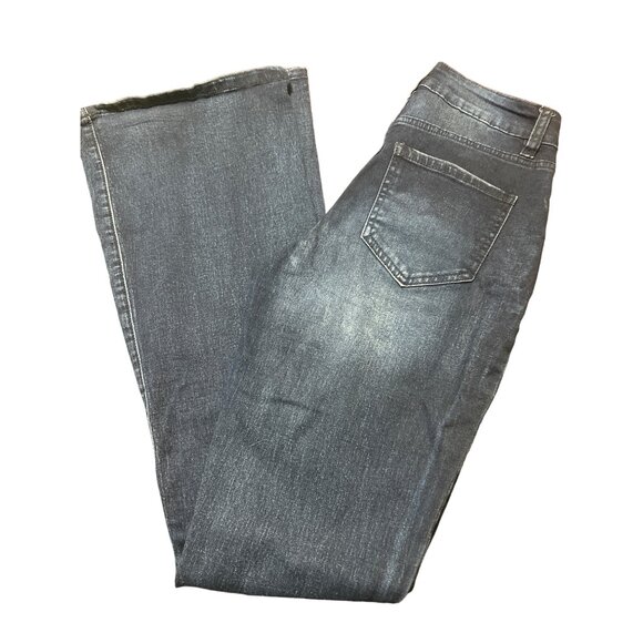 YMI Distressed Flare Leg Jeans Dark Wash No Size Tag See Measurements - Picture 4 of 5